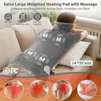 Garvee Massaging Heating Pad for Neck, Shoulders and Back, 24" x 35" Large Electric Heating Pad for Back Pain Relief with 8 Massage Combos, 2 Heat Levels, 4 Massage Motors, 2H Auto Shut-Off, Gray