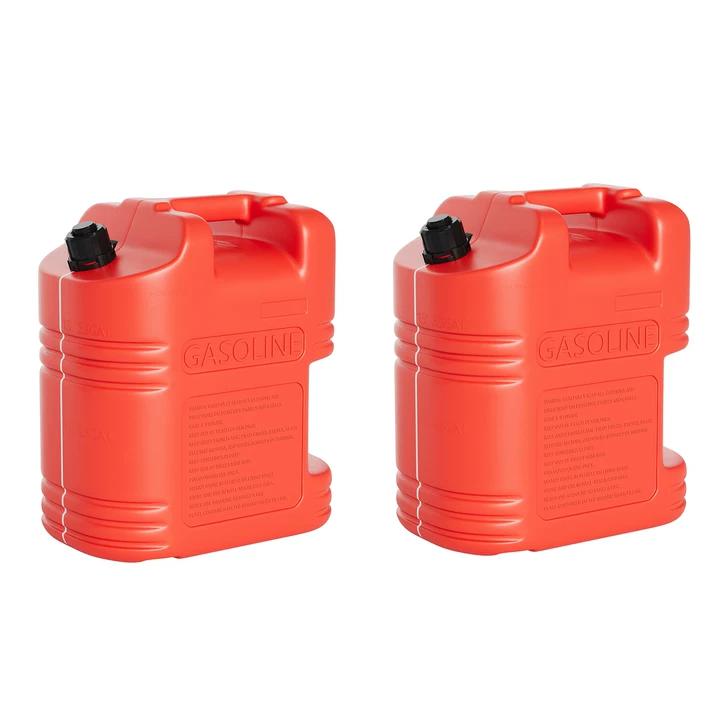 Garvee 5-Gallon Liquid Container 2-Pack with Auto Shut-Off Spout & View Stripe, Dual Ergonomic Handles for Fuel Storage & Transport, Red
