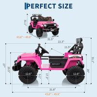Garvee Ride - P Series: 24V Ride On Car, 4WD 2 Seater Kids' Electric Vehicle Truck with Remote Control, Adjustable Footwell Ride On Truck, 3 Speeds, Led Lights, Bluetooth, Pink