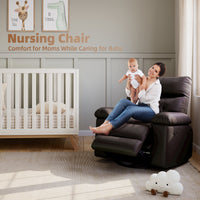 Garvee Swivel Massage Chair, Power Rocking Recliner Chair with Massage and Heating, Oversized Faux Leather Single Sofa Chair, Home Rocking Glider Chairs for Adults, Living Room, Bedroom