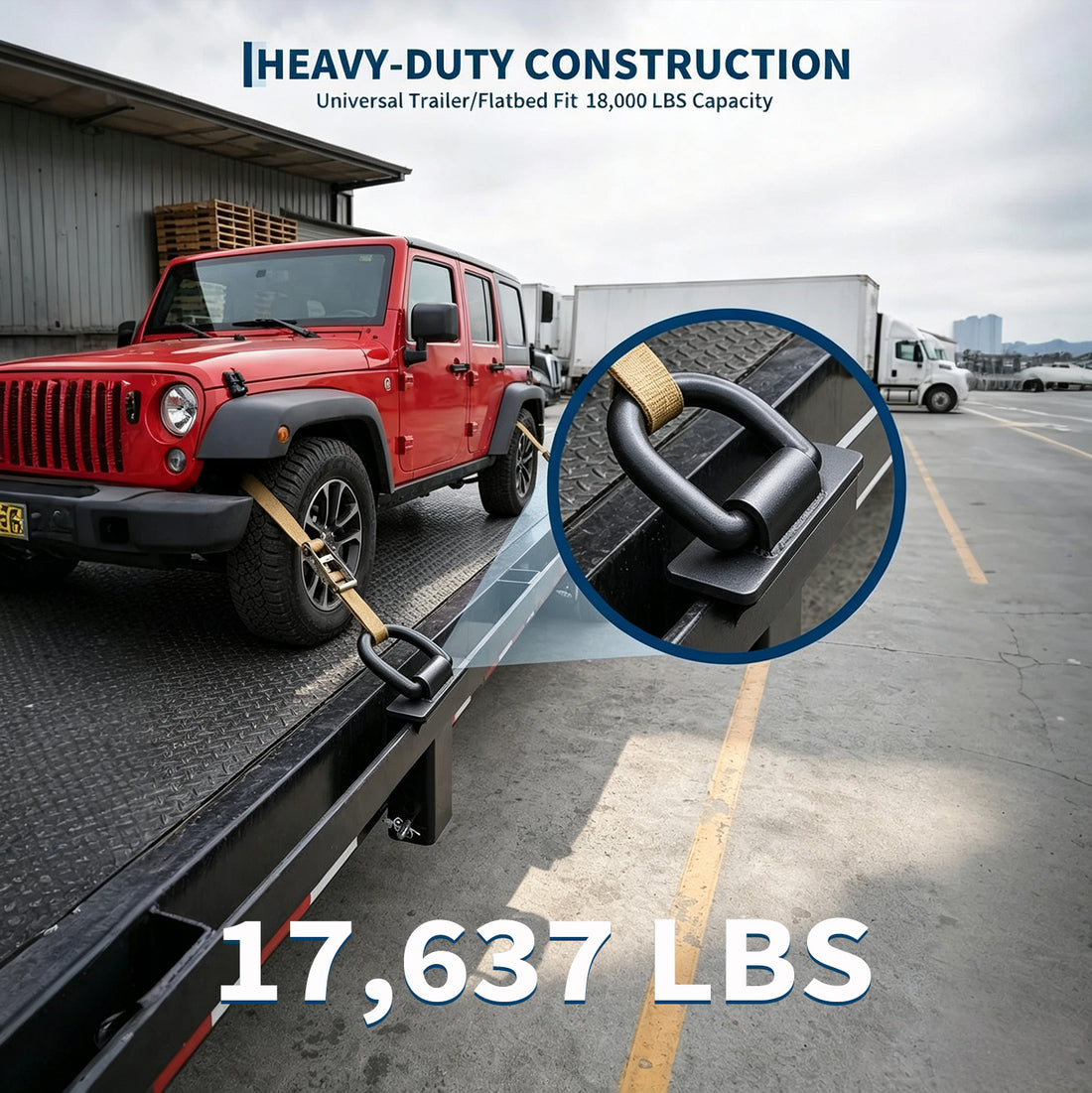 Garvee Heavy Duty 17637lbs Removable Stake Pocket D-Ring Tie Down Anchors – 5/8" Hitch Pin, 4 Adjustable Holes, Anti-Loss Wire, Securement for Utility Trailers, Flatbeds, Cargo Trucks, Black, 5/8 Inch, 4 Pieces