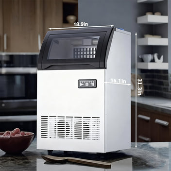 GARVEE Ultra-Quiet 120Lbs Ice Maker with Dual Water Inlet, 33Lbs Storage
