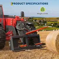 Garvee Heavy Duty 49" Hay Spear Attachment for Skid Steer/Tractor - 3000lbs Capacity, Quick Attach Spike Fork, 1x 49" Spear & 2x 17" Stabilizers, Durable Farm Equipment - Orange Spear + Orange Short Spear