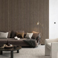 Garvee Set of 4 Modern 3D Fluted Acoustic Wood Slat Wall Panels 47.2" x 11.8" Soundproof Decorative Panels for Home Theater, Office, Studio and Interior Walls, Walnut