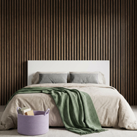 Garvee Set of 6 Modern 3D Fluted Acoustic Wood Slat Wall Panels 47.2" x 11.8" Soundproof Decorative Panels for Home Theater, Office, Studio and Interior Walls, Walnut