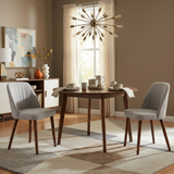Garvee Set of 2 Mid-Century Modern Fabric Upholstered Dining Chairs with Padded and Solid Wood Legs, Grey - Grey