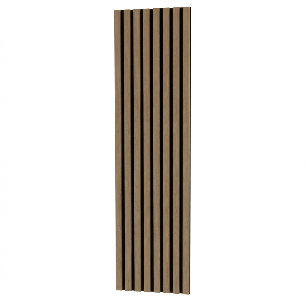 Garvee Set of 4 Modern 3D Fluted Acoustic Wood Slat Wall Panels 47.2" x 11.8" Soundproof Decorative Panels for Home Theater, Office, Studio and Interior Walls, Walnut