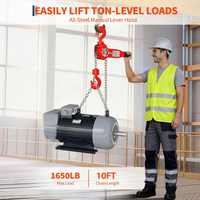 Garvee Industrial-Grade 1650 Lb Manual Lever Chain Hoist With Heavy Duty Hooks For Garage Factory Dock Workshop Use 10ft Lift