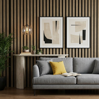 Garvee Set of 4 Modern 3D Fluted Acoustic Wood Slat Wall Panels 47.2" x 11.8" Soundproof Decorative Panels for Home Theater, Office, Studio and Interior Walls, Walnut