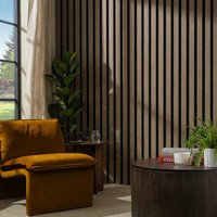 Garvee Set of 6 Modern 3D Fluted Acoustic Wood Slat Wall Panels 47.2" x 11.8" Soundproof Decorative Panels for Home Theater, Office, Studio and Interior Walls, Walnut
