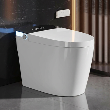 Garvee Luxury Smart Toilet with Bidet, Auto Open/Close Lid, Tankless Flush, Instant Warm Water, Heated Seat, Warm Air Dryer, Touchless Flush, Night Light for Bathroom, Black & White