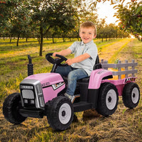 Garvee Ride - P Series: 12V Electric Tractor & Trailer for Kids, 3-6 Yrs - With RC - Pink / 35W