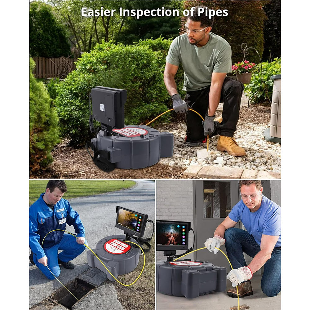 Garvee Sewer Inspection Camera with 512Hz Locator, 165ft Self-Leveling Snake Camera, 9" Touch HD Screen, DVR, Adjustable LEDs, 16GB SD Card, IP68 Waterproof for Sewer and Drainage Pipes - 165ft