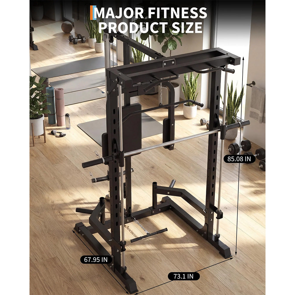Garvee Smith Machine Home Gym Power Cage 1000 LB Capacity Carbon Steel Full-Body Training LAT Pulldown Chest Station Multi-Functional Fitness Equipment