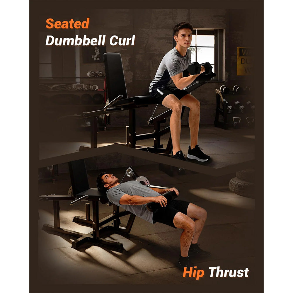Garvee Seated Leg Curl & Extension Machine - Heavy Duty Leg Workout Bench with 12-Position Angle Adjustment for Hamstring Curl, Quad Extension & Lower Body Strength Training, 700 LBS Capacity - Black