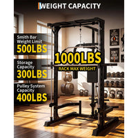 Garvee Smith Machine Home Gym Power Cage 1000 LB Capacity Carbon Steel Full-Body Training LAT Pulldown Chest Station Multi-Functional Fitness Equipment