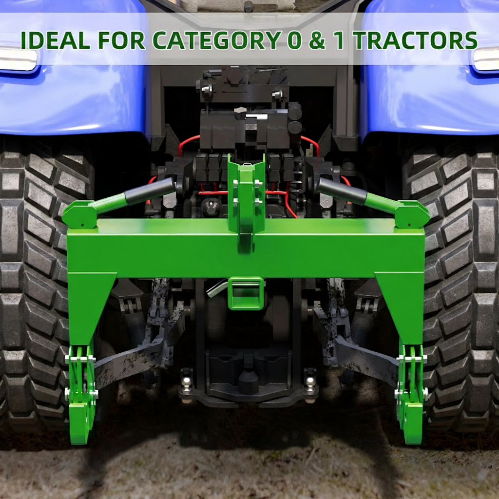 Garvee 3-Point Quick Hitch for Tractors, 3000 LBS Capacity, Heavy-Duty Steel, Easy Installation, Category 0 & 1 Compatible, Green, Farm Use