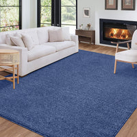 Garvee 9x12 Area Rug Modern Solid Textured Extra Large Area Rug Machine Washable Rug for Living Room, Non-Slip Stain Resistant Accent Rug Farmhouse Weaving Floor Cover Carpet for Bedroom, Navy