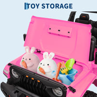 Garvee Ride - P Series: 24V Ride On Car, 4WD 2 Seater Kids' Electric Vehicle Truck with Remote Control, Adjustable Footwell Ride On Truck, 3 Speeds, Led Lights, Bluetooth, Pink