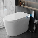 Garvee Luxury Smart Toilet with Bidet, Auto Open/Close Lid, Tankless Flush, Instant Warm Water, Heated Seat, Warm Air Dryer, Touchless Flush, Night Light for Bathroom, White - White