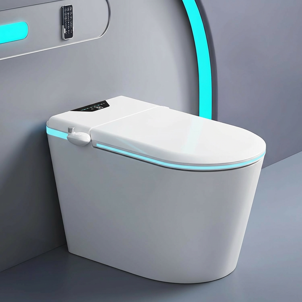 Garvee Integrated Smart Toilet with Bidet, Heated Seat, Warm Water Wash & Dryer, Foot Sensor Flush, LED Display, and Blackout Flush for Modern Luxury Bathroom
