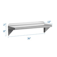 Commercial Stainless Steel Wall Shelf, Rectangular Floating Design - GARVEE