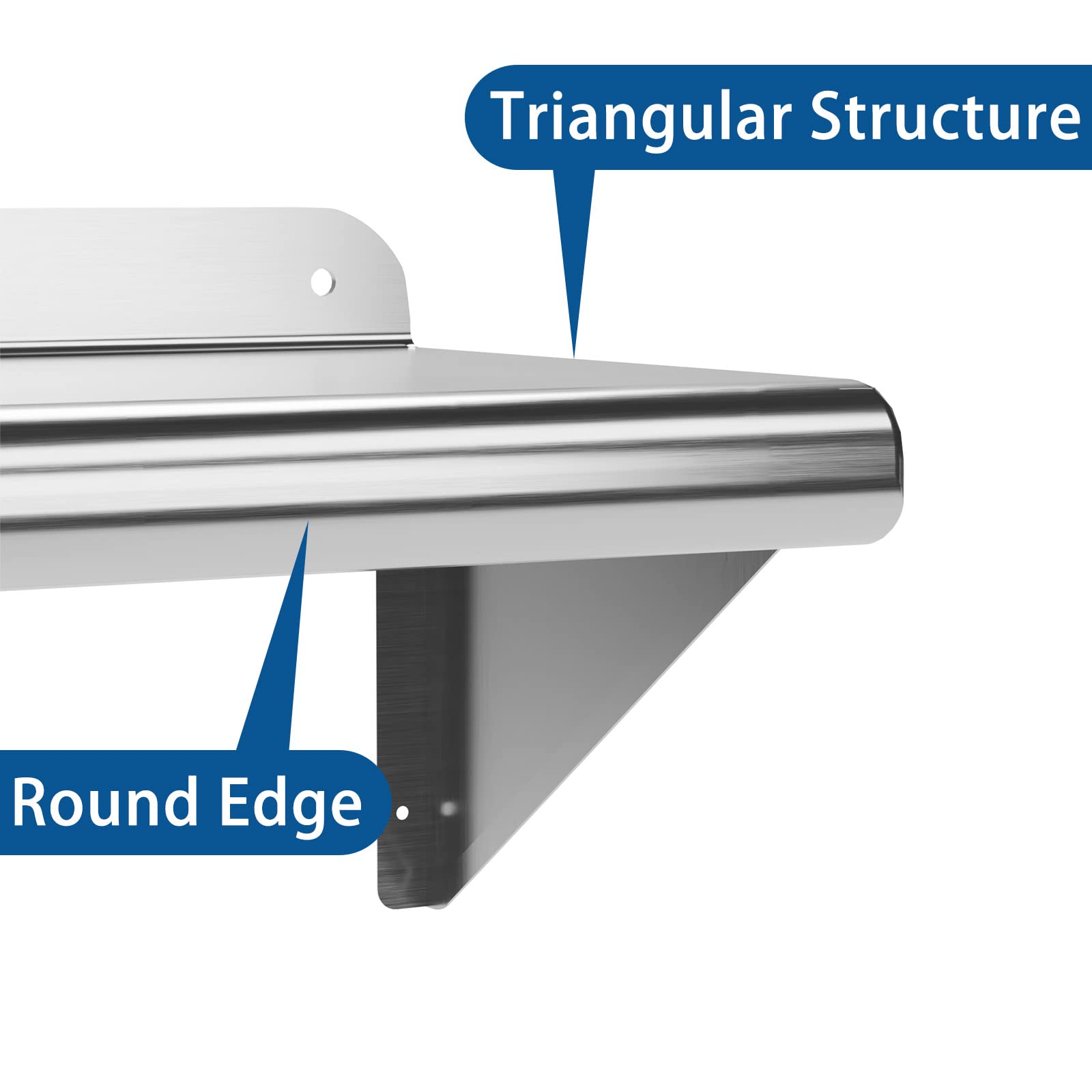 Commercial Stainless Steel Wall Shelf, Rectangular Floating Design - GARVEE