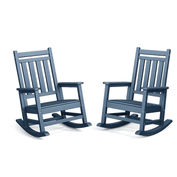 Garvee Outdoor HDPE Rocking Chairs Set of 2, High Back Adirondack Patio Rockers for Porch, Navy Blue