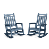Garvee Outdoor HDPE Rocking Chairs Set of 2, High Back Adirondack Patio Rockers for Porch, Navy Blue - Navy Blue