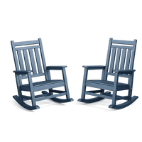 Garvee Outdoor HDPE Rocking Chairs Set of 2, High Back Adirondack Patio Rockers for Porch, Navy Blue