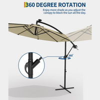 Garvee 10' Cantilever Umbrella with 360 Rotating Base, UV Protection Offset Patio Umbrella 10 Ribs Outdoor Sun Shade with Easy Tilt Adjustment for Backyard, Lawn, Garden, Beige
