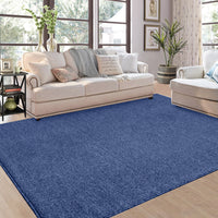 Garvee 9x12 Area Rug Modern Solid Textured Extra Large Area Rug Machine Washable Rug for Living Room, Non-Slip Stain Resistant Accent Rug Farmhouse Weaving Floor Cover Carpet for Bedroom, Navy