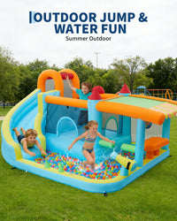 Garvee 12-in-1 Inflatable Bounce House for Kids with Slide & Powerful Blower – Indoor/Outdoor Bouncy Castle Playset – Backyard & Commercial Use – Blue – US Standard