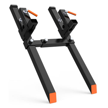 Garvee 43" 2000lbs Fork lift attachments, Clamp on Pallet Forks, Heavy Duty Quick Attach Bucket Fork for Tractor Bucket Loader Skid Steer with Adjustable Stabilizer Bar (13"-23")