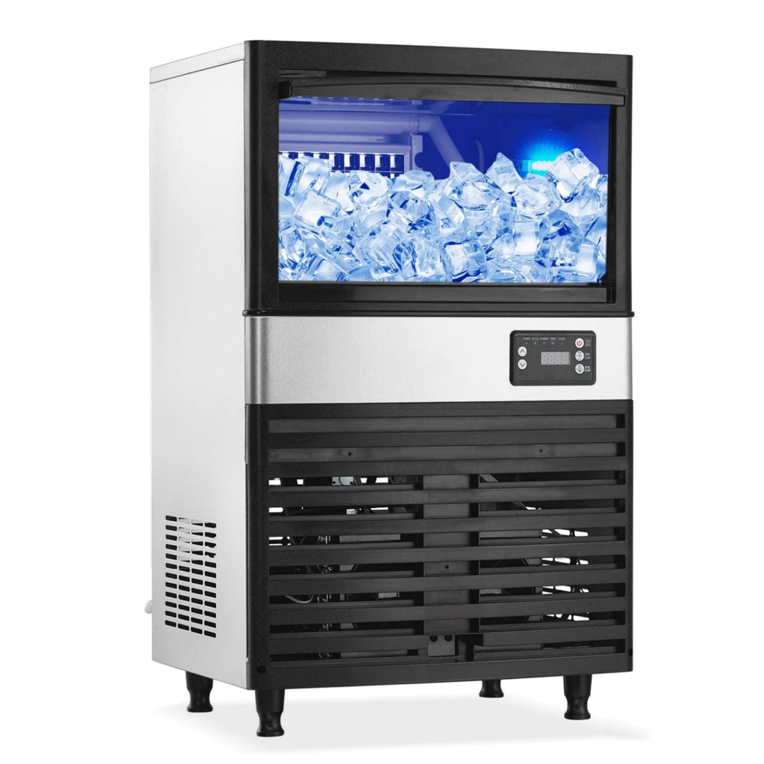 150lbs/24h Commercial Ice Machine, 27lbs Storage for Bar Cafe, Auto-Cleaning