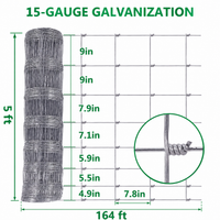 Garvee 5' x 164' 15 Gauge Livestock Fence, Hot Dip Galvanized Hinge Knot Woven Wire Field Fence, 10 Horizontal Wires