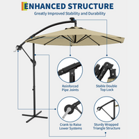 Garvee 10' Cantilever Umbrella with 360 Rotating Base, UV Protection Offset Patio Umbrella 10 Ribs Outdoor Sun Shade with Easy Tilt Adjustment for Backyard, Lawn, Garden, Beige