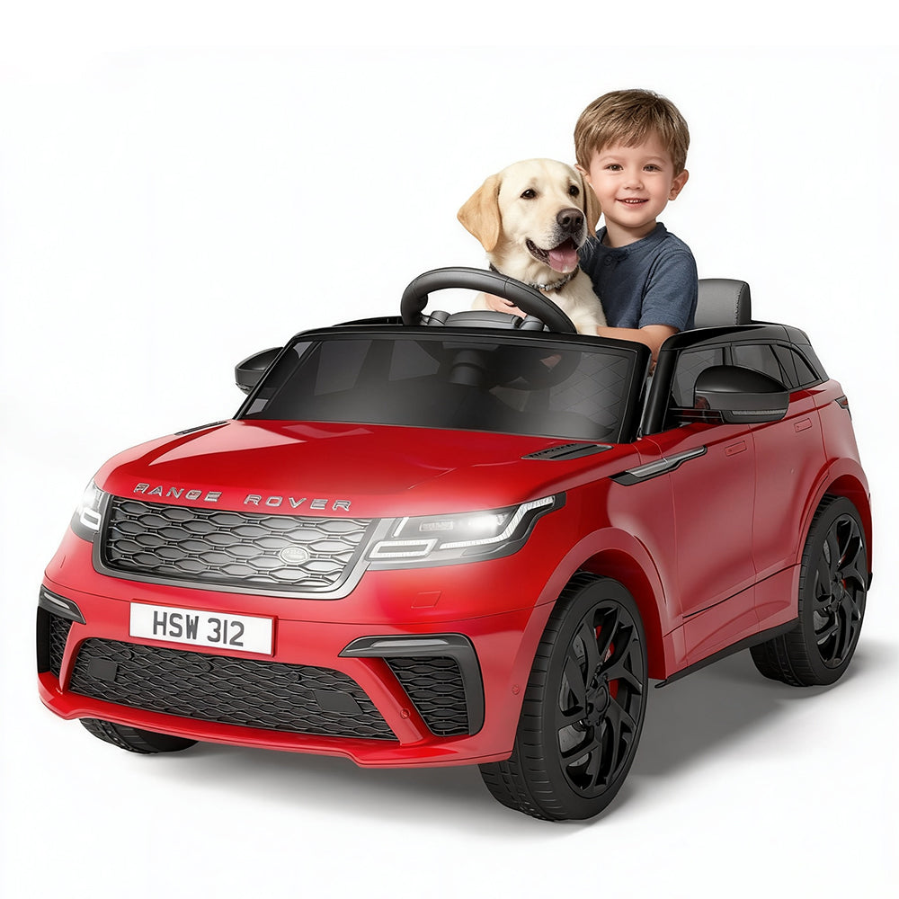 Garvee Ride - P Series: 3-8, 12V Licensed Land Rover Ride Electric Car for Kids with Parent Remote Control, MP3 Player, Rocking, Pull Rod - Red