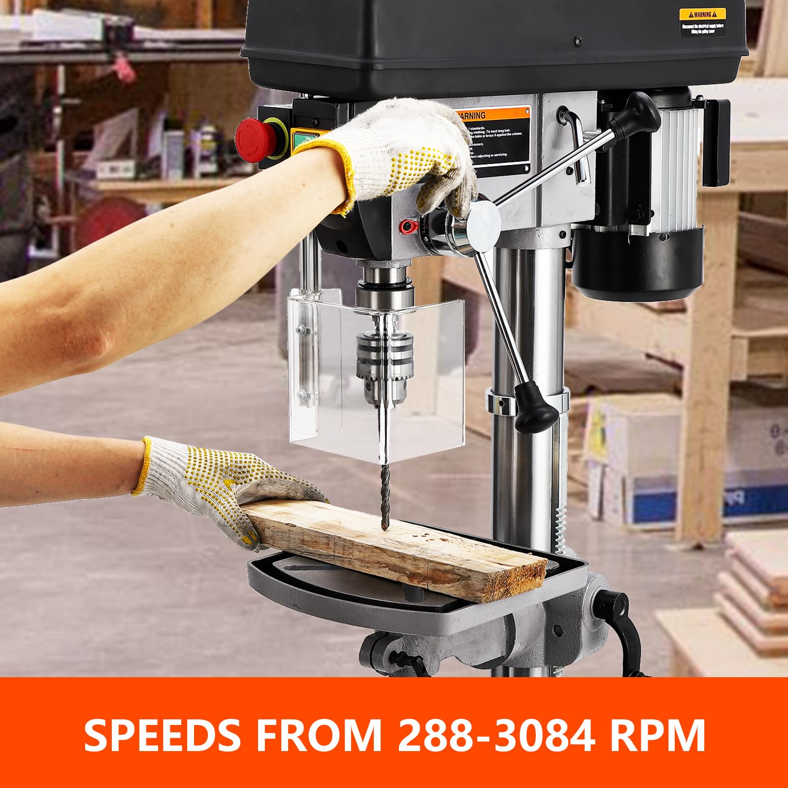 15 Inch Floor Drill Press, 7.5 Amp 120V with Safety Guard