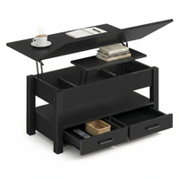 Garvee Coffee Table Lift Top, Multi-Function Convertible Coffee Table with Drawers and Hidden Compartment, Converts to Dining Table for Living Room, Home Office, Black