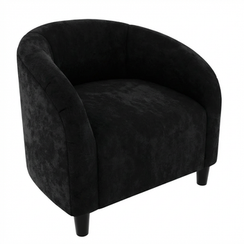 Garvee Accent Chair Club Chair Cozy Armrest Upholstered Velvet Barrel Chair with Solid Legs for Living Room Bedroom Study Waiting Room, Black