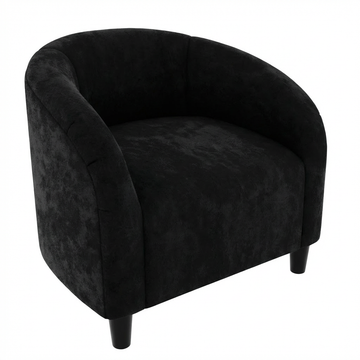 Garvee Accent Chair Club Chair Cozy Armrest Upholstered Velvet Barrel Chair with Solid Legs for Living Room Bedroom Study Waiting Room, Black