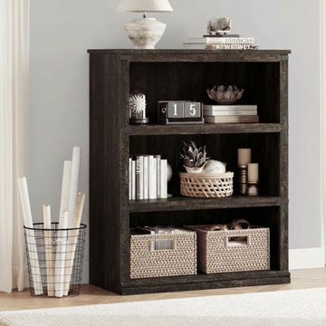 Garvee 3 Tier Bookcase, Farmhouse Book Shelf with Storage Open Display Bookshelves, 43.3" Low Book Case Wooden 3 Shelf Bookcase Home Decor Furniture for Home Office, Living Room, Bed Room - Oak