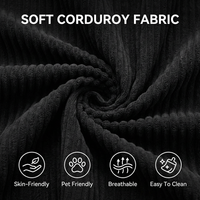 Garvee 4 in 1 Convertible Sleeper Sofa Bed Couch, Comfy Corduroy Folding Sofa Bed with Deep Seat & Wide Armrest, No Assembly, Boneless Floor Couch for Living Room Apartments, Black