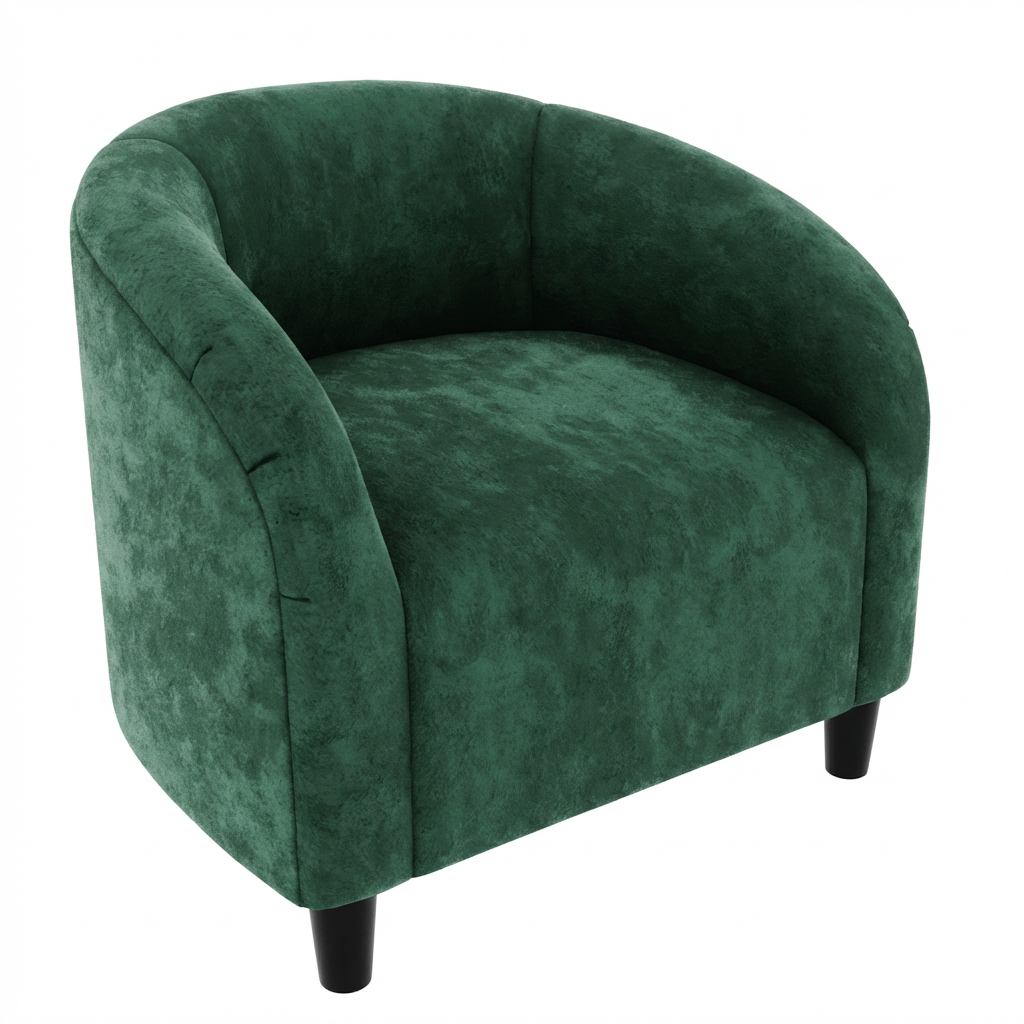 Garvee Accent Chair Velvet Club Chair, Comfy Curved Armrest Upholstered Barrel Chair with Soft Padded Seat, U-Shaped Backrest for Living Room Bedroom Study Waiting Room, Retro Green