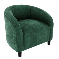 Garvee Accent Chair Velvet Club Chair, Comfy Curved Armrest Upholstered Barrel Chair with Soft Padded Seat, U-Shaped Backrest for Living Room Bedroom Study Waiting Room, Retro Green