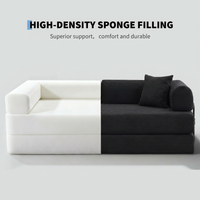 Garvee 4 in 1 Convertible Sleeper Sofa Bed Couch, Comfy Corduroy Folding Sofa Bed with Deep Seat & Wide Armrest, No Assembly, Boneless Floor Couch for Living Room Apartments, Black