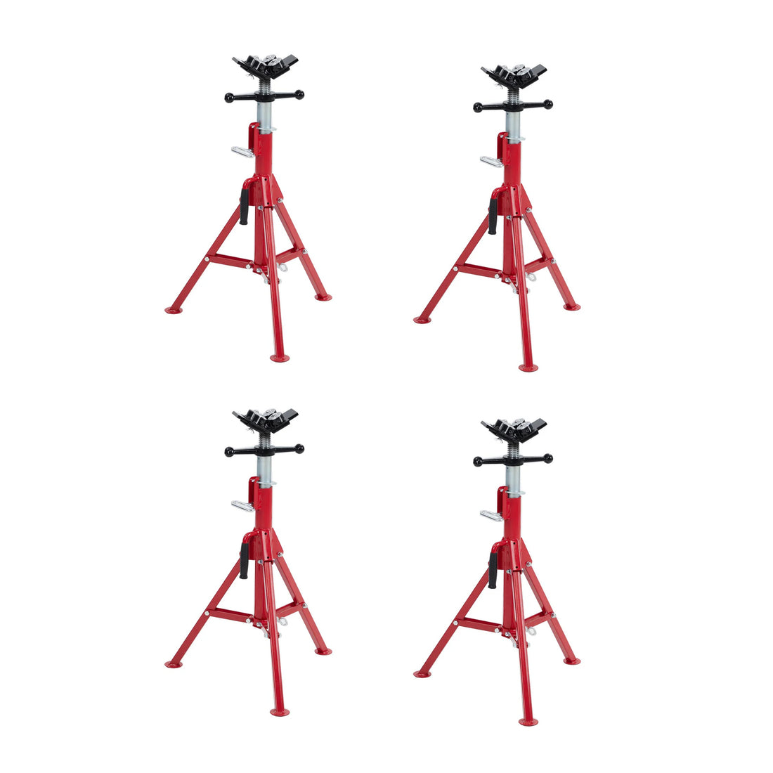 Garvee 4-Piece V-Pipe Stand Set with 4 Ball Transfers, Adjustable Folding Pipe Jack Stand for Welding & Construction, 28-52 Inch, Heavy-Duty Carbon Steel