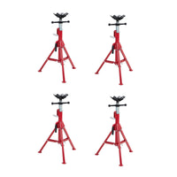 Garvee 4-Piece V-Pipe Stand Set with 4 Ball Transfers, Adjustable Folding Pipe Jack Stand for Welding & Construction, 28-52 Inch, Heavy-Duty Carbon Steel