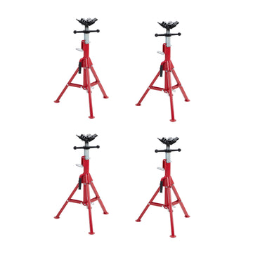 Garvee 4-Piece V-Pipe Stand Set with 4 Ball Transfers, Adjustable Folding Pipe Jack Stand for Welding & Construction, 28-52 Inch, Heavy-Duty Carbon Steel